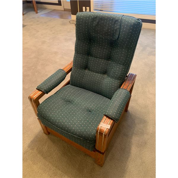 Upholstered Wooden Rocking/Sliding Chair w/ Brass Accents