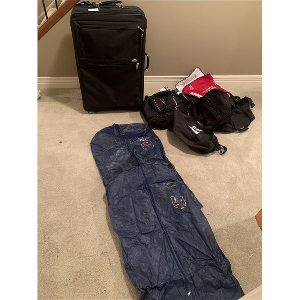 Samsonite Suitcase, Suit Covers, and Assorted Bags