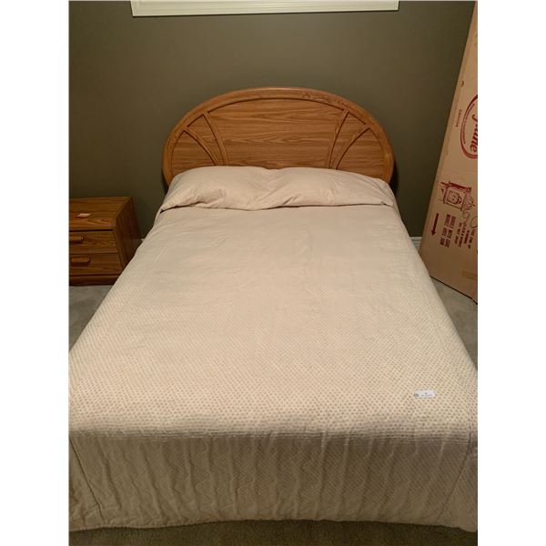 Queen Sized Bed - w/ Mattress, Headboard Box Spring, Pillow Topper, and All Bedspreads