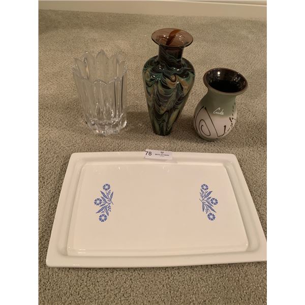 Corningware Serving Tray, Painted Glass Vase, Ceramic Vase, and More!