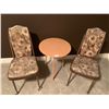 Image 1 : 2 x Vintage Upholstered Chairs with Wooden Side Table