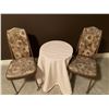 Image 2 : 2 x Vintage Upholstered Chairs with Wooden Side Table