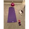 Image 1 : Assorted Exercise Equipment - Dumbbells, Yoga Mat, Massager, and More!