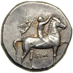 Calabria. Taras, 344-334 BC. AR Stater or Nomos (8.00 g)