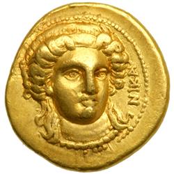 Lucania, Metapontion, c. 330 BC. Gold Third Stater, or Euboic-Attic Tetrobol (2.62 g)