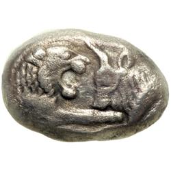 Kings of Lydia. Kroisos, c. 561-546 BC. AR Third Siglos (3.35 g)