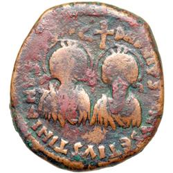 Byzantine Empire. Justin I and Justinian I, Apr.-Aug. 527. follis or 40 nummi (17.47g), Antioch, 1st