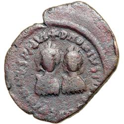 Byzantine Empire. Justin I and Justinian I, Apr.-Aug. 527. half follis or 20 nummi (7.77g), Antioch,