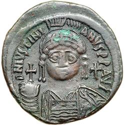 Byzantine Empire. Justinian I, 527-565. follis or 40 nummi (22.1g), Constantinople, 4th officina, 54