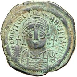 Byzantine Empire. Justinian I, 527-565. follis or 40 nummi (22.3g), Constantinople, 4th officina, 54