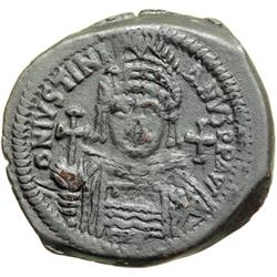 Byzantine Empire. Justinian I, 527-565. follis or 40 nummi (20.14g), Antioch, 4th officina, 555/6 (r
