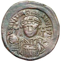 Byzantine Empire. Justinian I, 527-565. Half follis or 20 nummi (12.3g), Constantinople, 4th officin