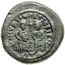 Byzantine Empire. Justin II and Sophia, 565-578. follis or 40 nummi (20.53g), Carthage, 574/5 (regna