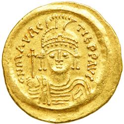 Maurice Tiberius, 582-602. Gold Solidus (4.42 g) minted at Constantinople