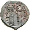 Image 1 : Byzantine Empire. Maurice Tiberius with Constantina and Theodosius. follis or 8 pemtanummia (12.98g)