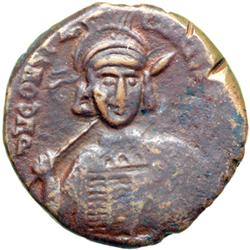 Byzantine Empire. Constantine IV with Heraclius and Tiberius, 668-681. follis or 40 nummi (16.1g), C