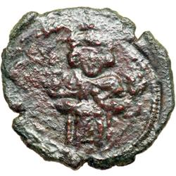 Byzantine Empire. Justinian II, first reign, 685-695. follis or 40 nummi (4.7g), Syracuse, c. 695