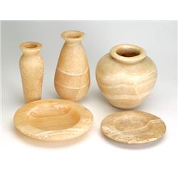 Five Egyptian Alabaster Vessels