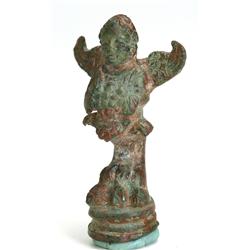 Roman bronze Eros on a panther foot. Circa 2nd-3rd century A.D.