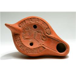 North African Red-Ware Oil Lamp, circa 4th-5th century A.D.