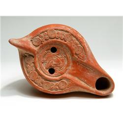 North African Red-Ware Oil Lamp, circa 4th-5th century A.D.