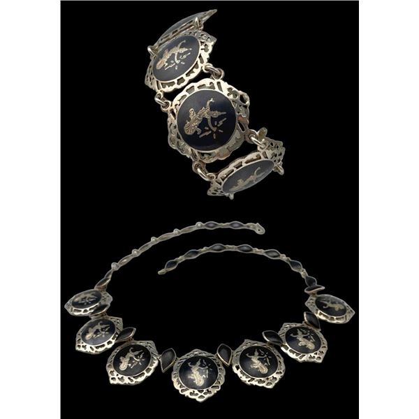 Sterling Siam Silver Necklace And Bracelet Set