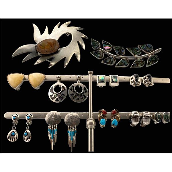 Vintage Native American And Mexican Sterling Silver Jewelry Lot,