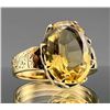 Image 1 : 14K Gold Citrine Ring With Engraved Detail On Band