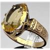 Image 2 : 14K Gold Citrine Ring With Engraved Detail On Band