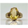 Image 3 : 14K Gold Citrine Ring With Engraved Detail On Band