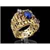 Image 1 : 14K Diamond, Ruby, And Spinel Ring