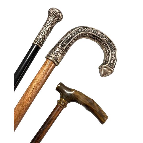 3 Antique Canes, Including Sterling