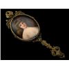 Image 1 : Antique French Hand Painted Miniature Portrait On Ornate Gilt Hand Mirror
