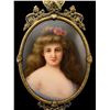 Image 2 : Antique French Hand Painted Miniature Portrait On Ornate Gilt Hand Mirror