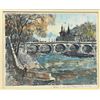 Image 1 : Pierre Eugene Cambier, Paris River Bridge, Watercolor on Paper