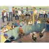 Image 1 : Mexican Expressionist Cockfighting Scene, Oil on Canvas