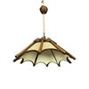 Image 2 : Mid Century Modern Rattan and Jute Hanging Lamp Chandelier, Probably Scandinavian
