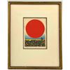 Image 1 : Tetsuo Yamada, Red Sun Rising Over a Cityscape, Japanese Ukiyo-e Woodblock Print on Paper