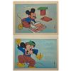Image 1 : Pair of Older Japanese Mickey Mouse Disney Paintings on Silk, Signed