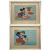 Image 2 : Pair of Older Japanese Mickey Mouse Disney Paintings on Silk, Signed