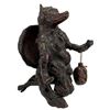 Image 1 : Japanese Burl Wood Root Sculpture of a Kitsune with Hat and Sake Jug