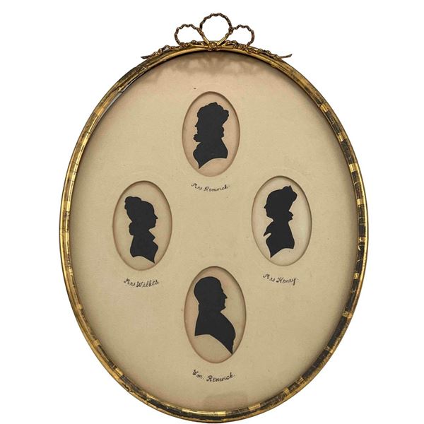 Antique Silhouettes In Oval Gilt Frame