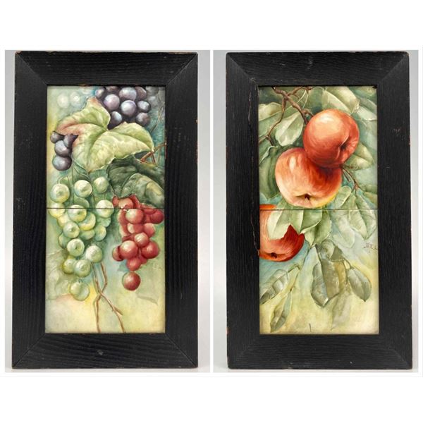 Hand Painted Tile Sets With Apple And Grape Themes