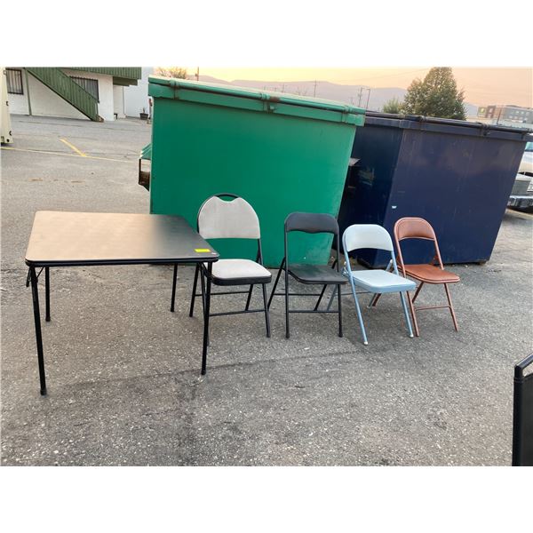 Folding table and 4 folding chairs