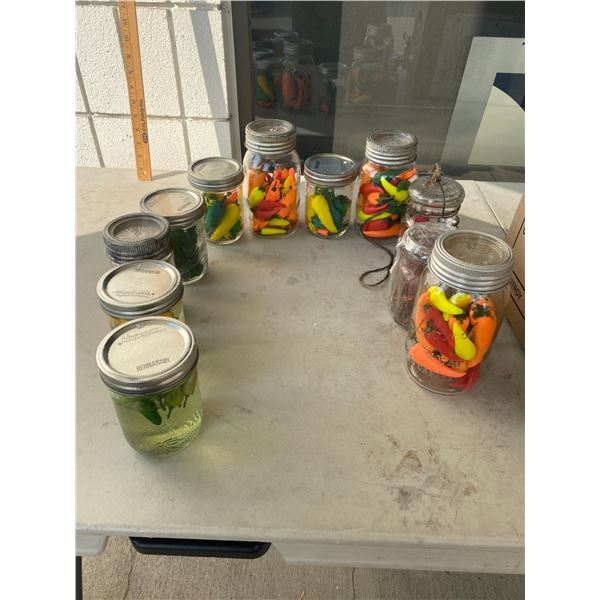 Glass jars and pepper decor