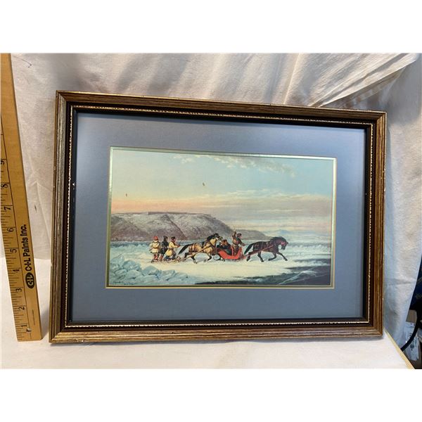 Print by Cornelius Krieghoff Sleigh race on the St. Lawrence at Quebec