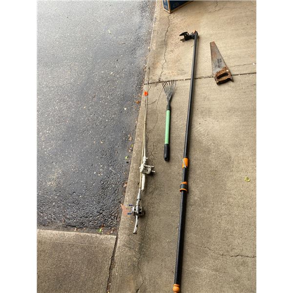 Cutting pole, saw, rake and fishing pole