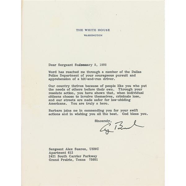 George Bush Typed Letter Signed as President