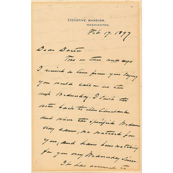 Grover Cleveland Autograph Letter Signed as President