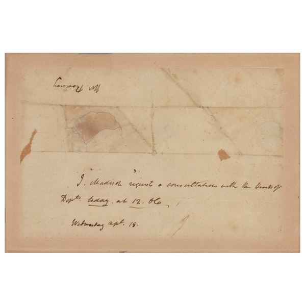 James Madison Autograph Note Signed as President